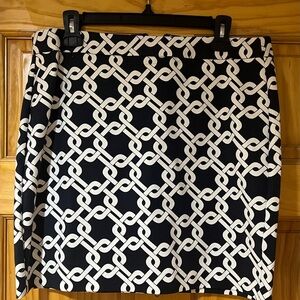 Banana Republic Navy Blue and White Geometric Mini Skirt